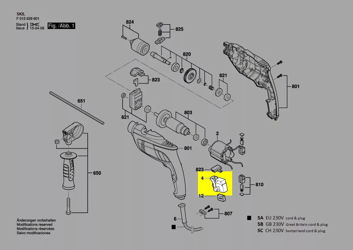 Interrupteur réf. 2610Z07210 SKIL